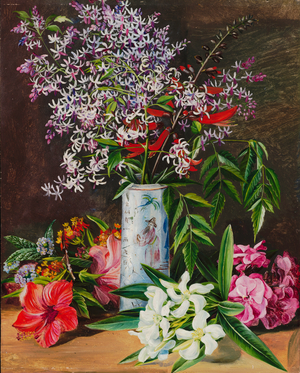Selection of cultivated flowers, painted in Jamaica, 1872 (oil on board)