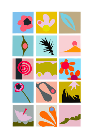 Cut outs grid, 2023 (digital illustration from original collage on paper)