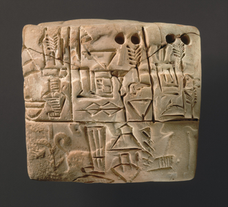 Cuneiform tablet showing accounts of barley distribution, c.3000 BC (clay)