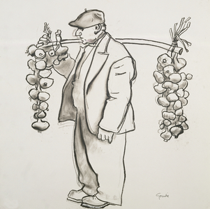 Sketch of Onion Johnny (black chalk on paper)