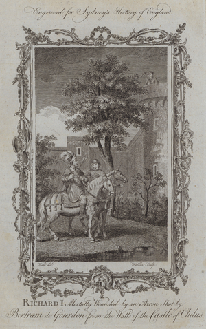 Richard I Mortally Wounded by an Arrow Shot by Bertram de Gourdon from the Walls of the Castle of Chilus (engraving)