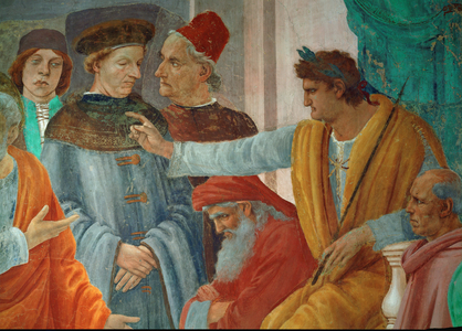 The disputation between Saint Peter, Saint Paul and the sorcerer Simon Magus in the presence of Emperor Nero