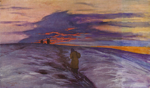 Evening view in Russia, 1923 (colour litho)