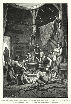 L'Antique Foyer, Reconstitue A Nouveau, Devint Alors Immuable, Et Le Vieux Chef De Famille Le Consacra En Y Venant Narrer Ses Longs Voyages (engraving)