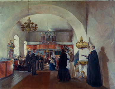 Christening in Stange church, 1899