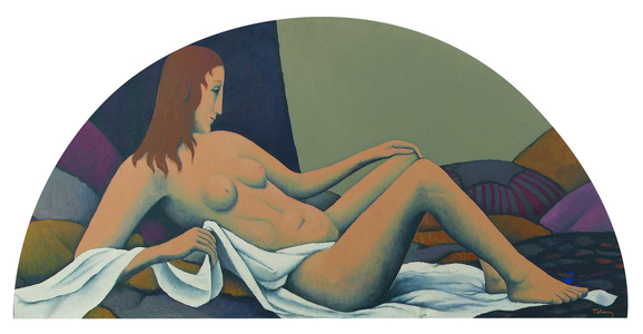 Reclining Nude (oil on cardboard)