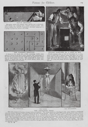 Games, fortune telling and the Cremation Trick (engraving)