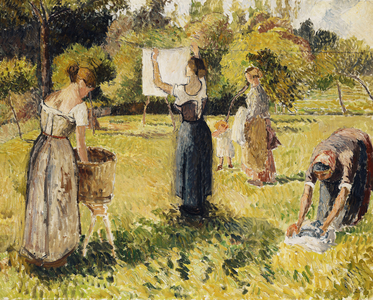 Study of Washers at Eragny; Les Laveuses, etude, a Eragny, c.1901 (oil on canvas)
