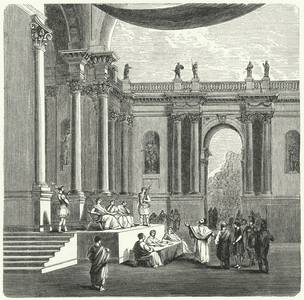A Roman court of justice (engraving)
