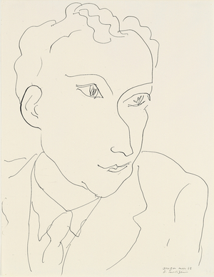 Portrait of Louis Aragon, 1943 (pen & ink on paper)