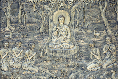 Buddha preached His first sermon. Vietnam.(relief)
