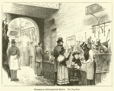 Entrance to old Leadenhall Market, The Dog Row (engraving)