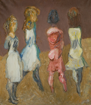 Four Girls at Forte dei Marmi, Italy (oil on canvas)
