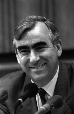 Finance Minister Theo Waigel (Germany CSU) during a press conference in Bonn, optimistic..., 1990 (photo)