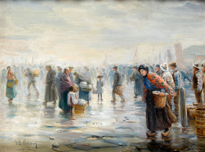 Crowds on a Wet Day (oil on canvas)