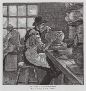 Leeds Pottery, finishing the Design (engraving)