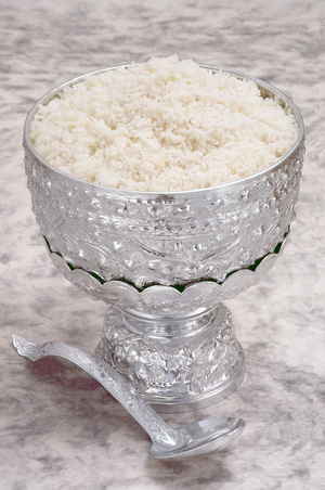 Thailand: Thai fragrant rice served in a silver serving bowl