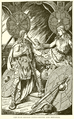 Old High German Types--Sigurd and Brunhild (engraving)