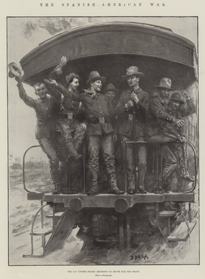 The Spanish-American War, the 71st United States Regiment en Route for the Front (engraving)