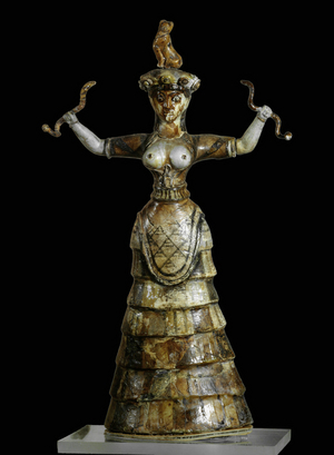 The snake Priestess. Earthenware figure