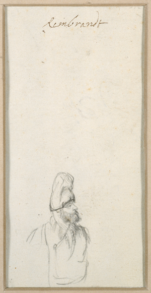 Bearded man in profile, in a high cap, c.1640 (black chalk on paper)