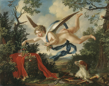 Allegories of Love - Cupid gathering Flowers in a Landscape, 1803 (oil on canva)