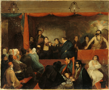 Le Café des Aveugles, in the Palais-Royal, circa 1840 (oil on canvas)