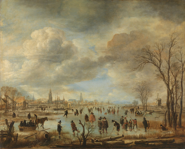 Winter Landscape near a Town, 1650-1655 (oil on canvas)
