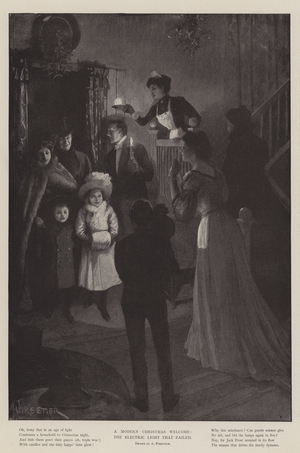 A Modern Christmas Welcome, the Electric Light that failed (litho)