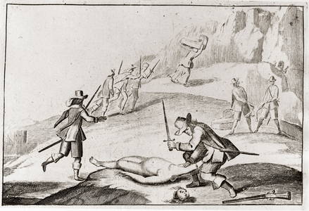 The Waldensians martyred by the Catholics, 1669 (engraving)