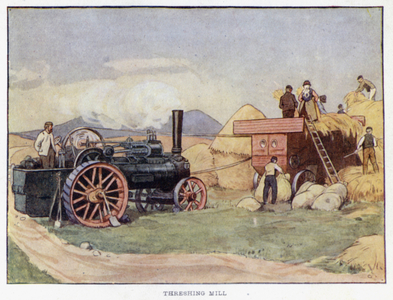 Threshing Mill (colour litho)