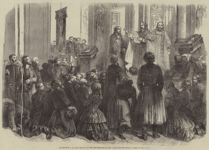Interior of a Russian Church during the Reading of the Ukase for the Emancipation of the Serfs (engraving)