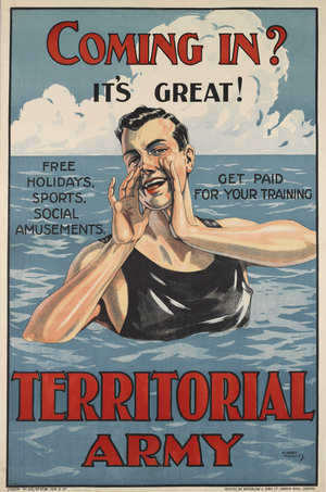 Coming in? Its Great...Territorial Army, 1919-20 (colour litho)