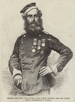 Private John Penn, 17th Lancers, with Eleven Honours, from the Crimea (engraving)