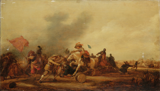 An engagement between cavalry and footsoldiers, 1634 (oil on panel)