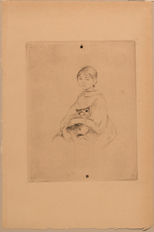 Young Girl with a Cat, c.1888 (etching)