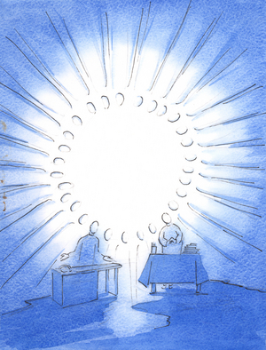 Christ unites his friends on earth in the 'Communion of Saints'. Every prayer offered through Christ touches or helps other souls, 2003 (w/c on paper)