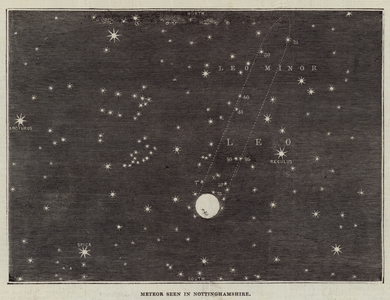 Meteor seen in Nottinghamshire (engraving)