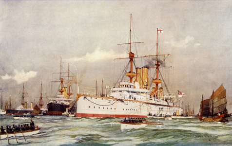 The "Centurion." Sir Edward Seymour's Flagship in the Far East, 1900 (colour litho)