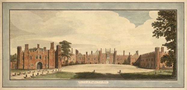View of Hampton Court Palace, published by Cadell, T. & Davies, W., London (hand coloured etching)