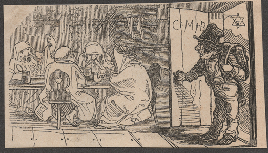 Wanderer in the inn, (engraving)