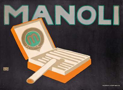 Poster advertising the cigarette brand Manoli, 1910 (colour lithograph)