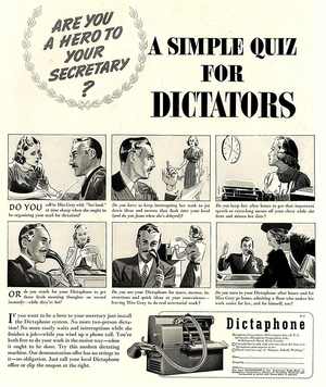 Dictaphones Magazine Advert, USA, 1930s