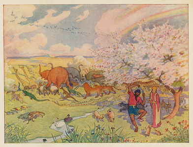 Noah's Ark: The rainbow (colour litho)