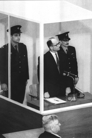 Trial of former german SS Lieutenant-Colonel Adolf Eichmann (1906-1962) who was Chief of the Jewish Office of the Gestapo in Jerusalem on 1961