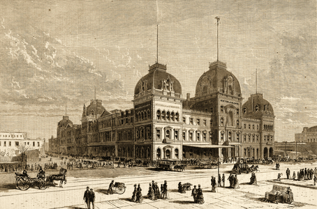 Exterior View of Grand Central Depot, New York, 1872 (litho)