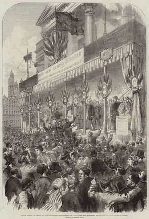 Inside Paris, in front of the Pantheon, Enlistment of Volunteers for Marching Battalions of the National Guard (engraving)