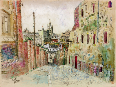 Bankwell Lane Gateshead, 1981 (bodycolour, crayon & w/c on paper)