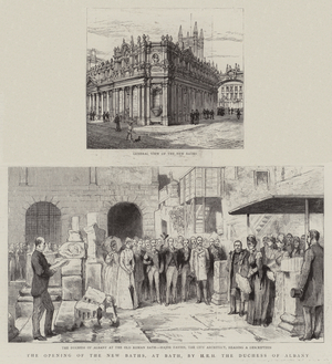 The Opening of the New Baths, at Bath, by HRH the Duchess of Albany (engraving)