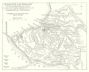 Sebastopol and its Environs with the position of the besiegers and state of their works soon after the battles of Balaklava and Inkerman (engraving)